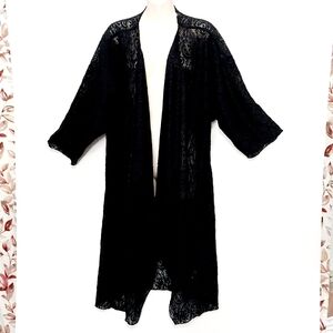 🔵BOGO FREE🔵 LuLaRoe Long Kimono Open Front Goth Lace Black Sz L